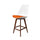 Soho White and Orange Plastic Bar Stool with Dark Wood Legs
