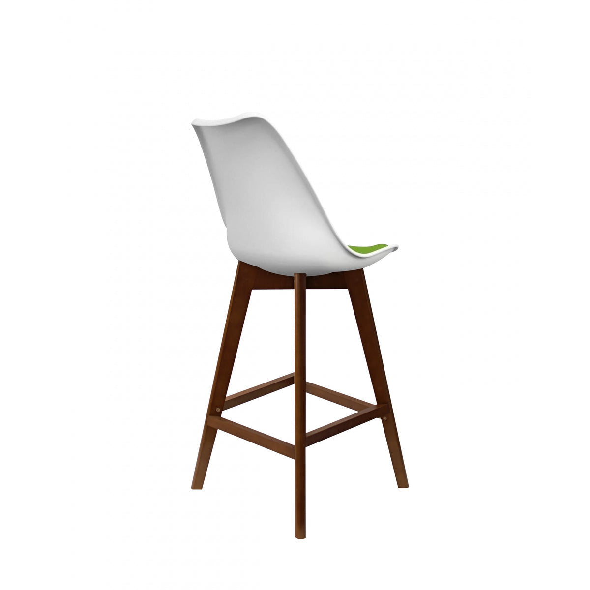 Soho White and Green Plastic Bar Stool with Dark Wood Legs