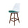 Soho White and Teal Plastic Bar Stool with Dark Wood Legs