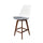 Soho White and Dark Grey Plastic Bar Stool with Dark Wood Legs