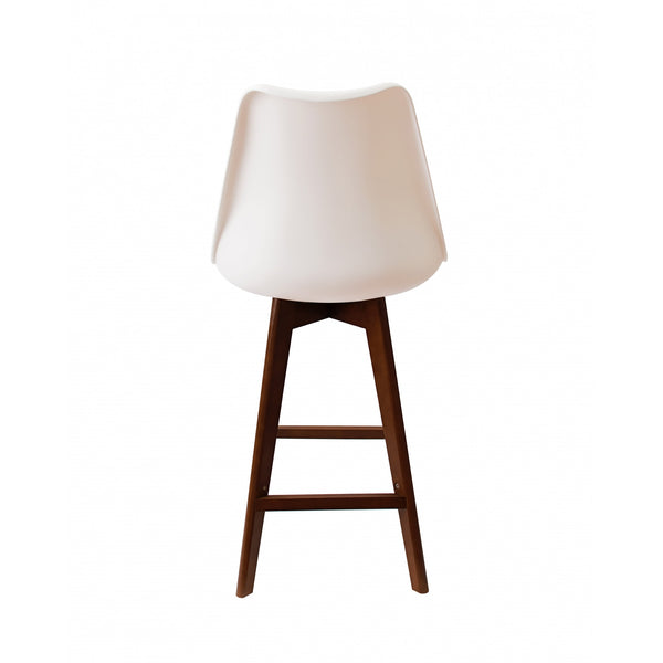 Soho White and Dark Grey Plastic Bar Stool with Dark Wood Legs