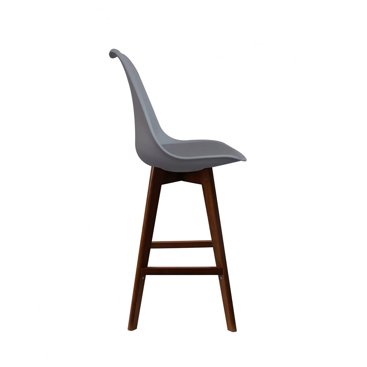Soho Dark Grey Plastic Bar Stool with Dark Wood Legs