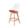 Soho White and Red Plastic Bar Stool with Light Wood Legs