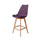 Soho Aubergine Plastic Bar Stool with Light Wood Legs