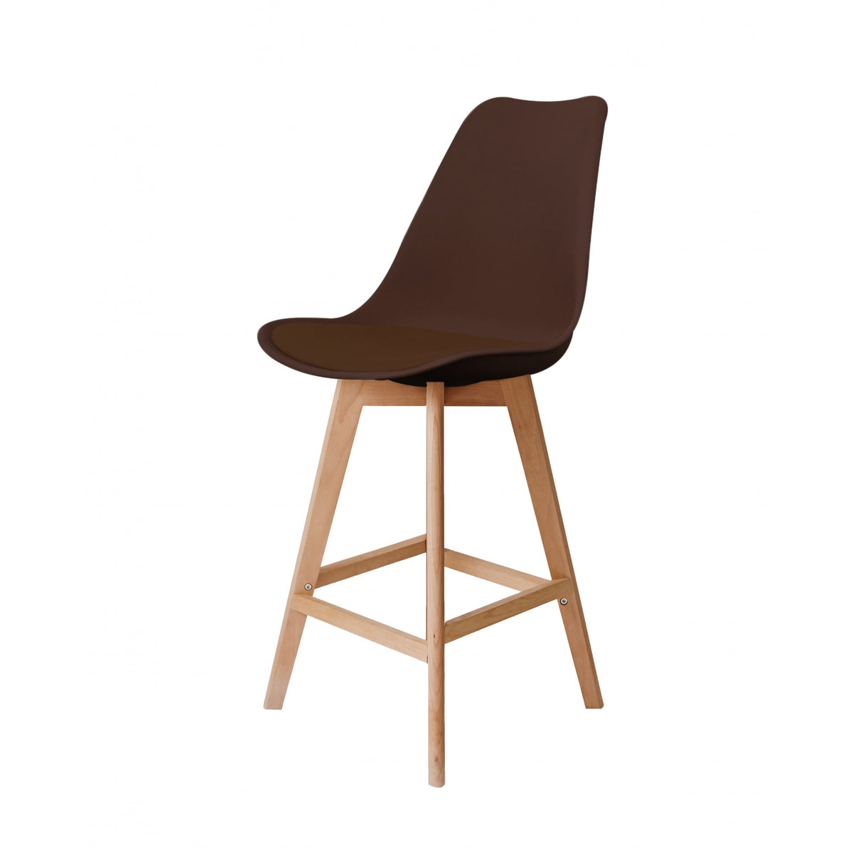 Soho Chocolate Brown Plastic Bar Stool with Light Wood Legs