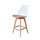Soho White and Blush Pink Plastic Bar Stool with Light Wood Legs