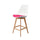 Soho White and Bright Pink Plastic Bar Stool with Light Wood Legs