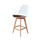 Soho White and Chocolate Brown Plastic Bar Stool with Light Wood Legs