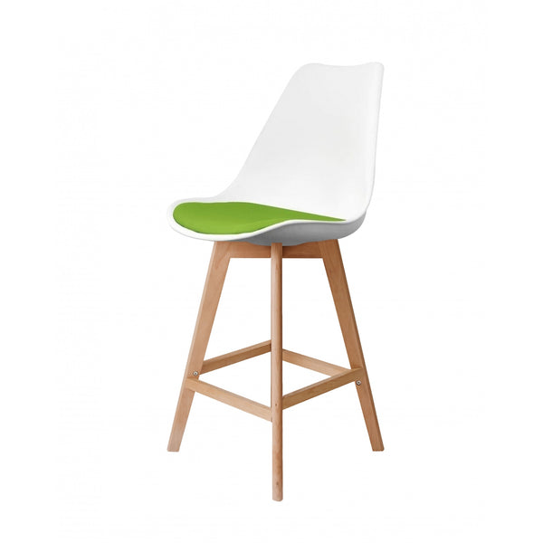 Soho White and Green Plastic Bar Stool with Light Wood Legs