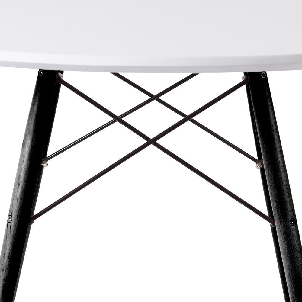 Soho Large White Circular Dining Table with Black Wood Legs