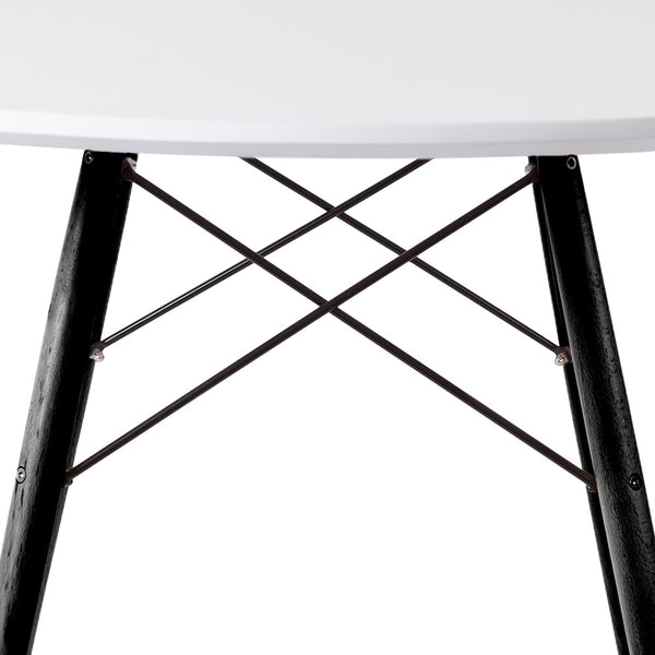 Soho Large White Circular Dining Table with Black Wood Legs