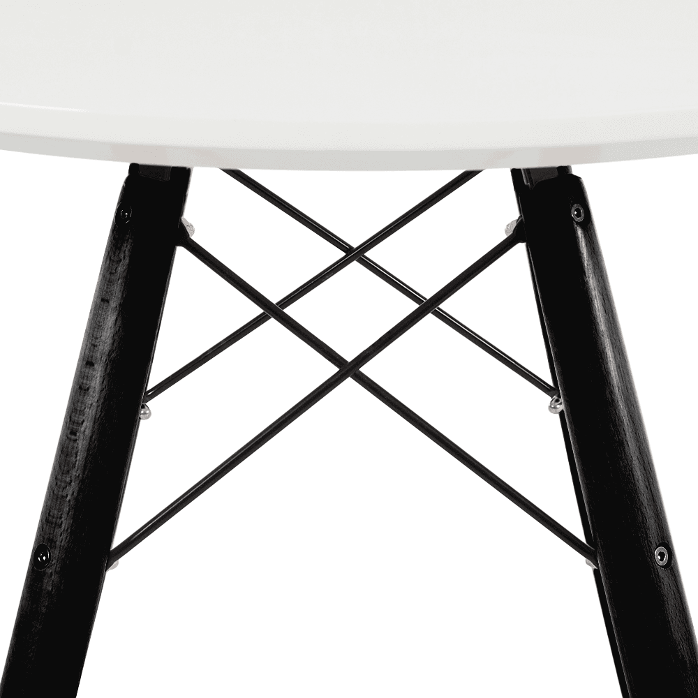Soho Medium White Circular Dining Table with Black Wood Legs