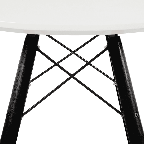 Soho Medium White Circular Dining Table with Black Wood Legs