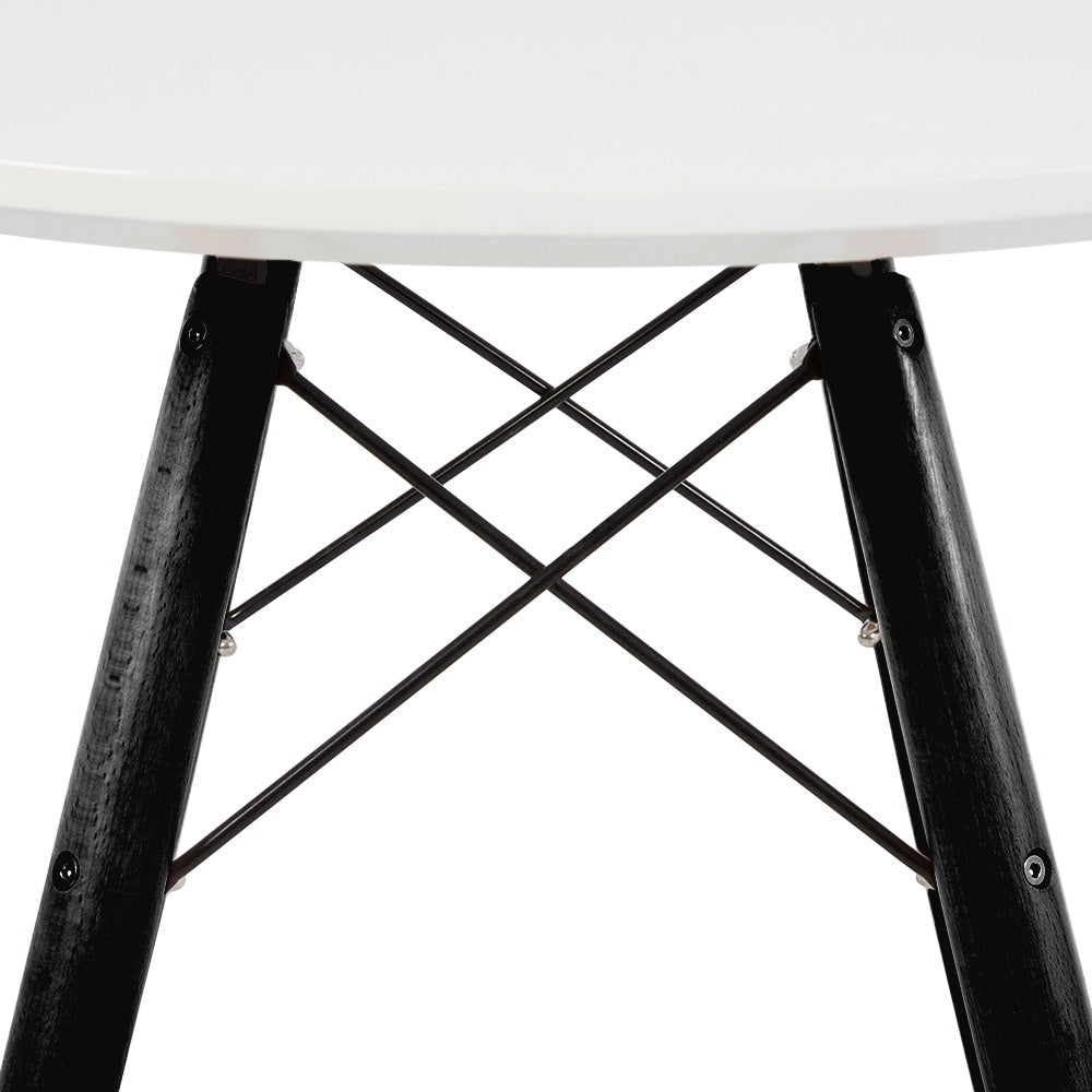 Soho Small White Circular Dining Table with Black Wood Legs