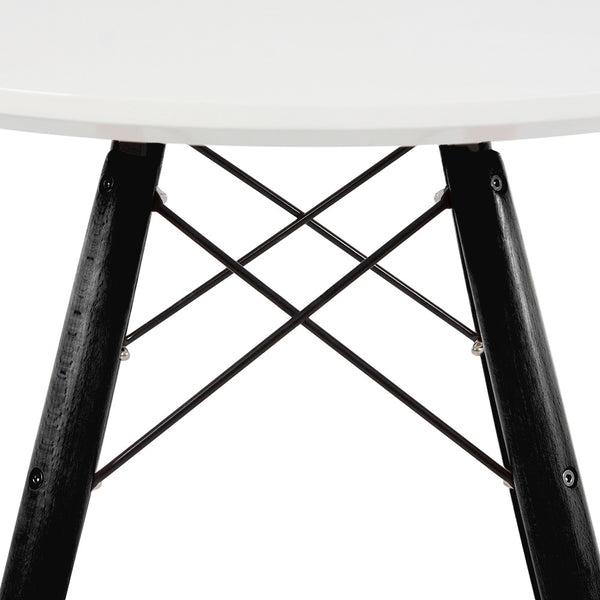Soho Small White Circular Dining Table with Black Wood Legs