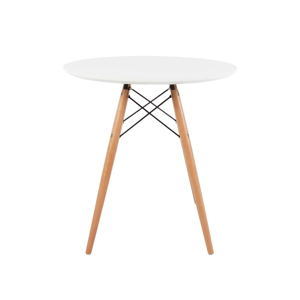 Soho Small White Circular Dining Table with Beech Wood Legs