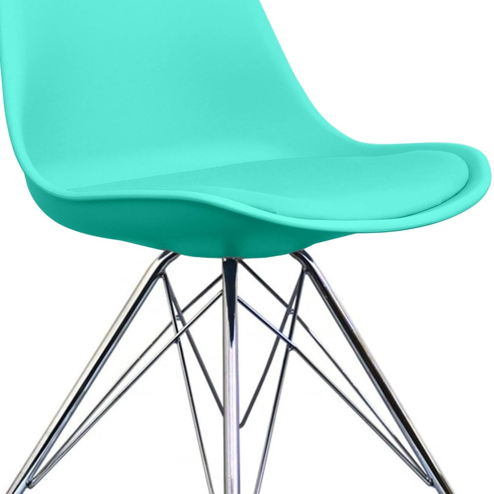 Soho Aqua Blue Plastic Dining Chair with Chrome Metal Legs