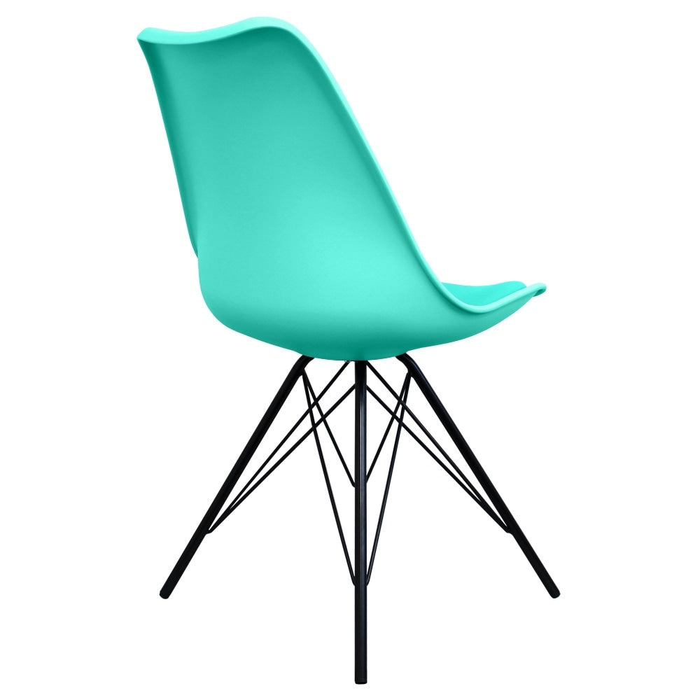 Soho Aqua Blue Plastic Dining Chair with Black Metal Legs