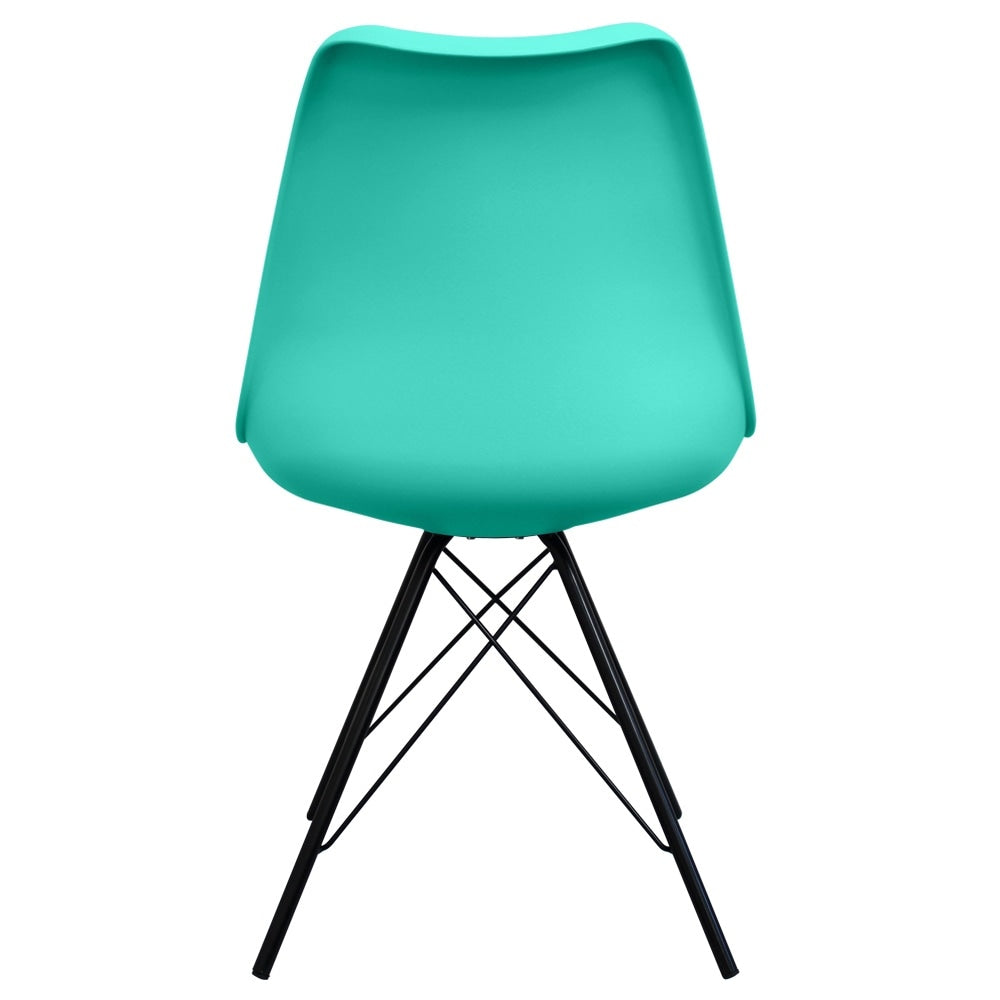 Soho Aqua Blue Plastic Dining Chair with Black Metal Legs