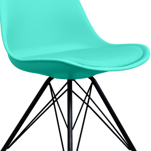Soho Aqua Blue Plastic Dining Chair with Black Metal Legs