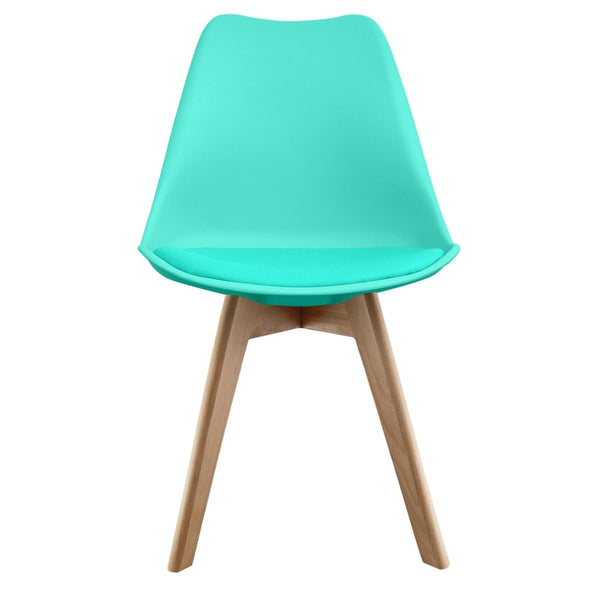 Soho Aqua Blue Plastic Dining Chair with Squared Light wood Legs