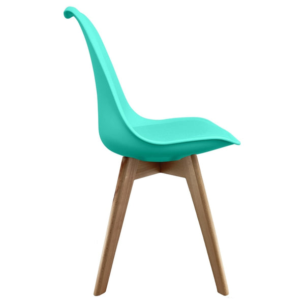 Soho Aqua Blue Plastic Dining Chair with Squared Light wood Legs