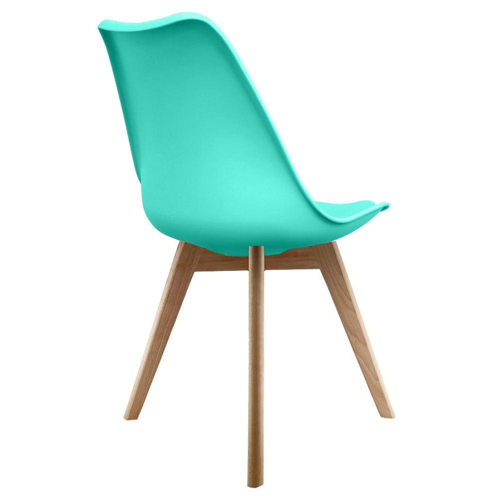 Soho Aqua Blue Plastic Dining Chair with Squared Light wood Legs
