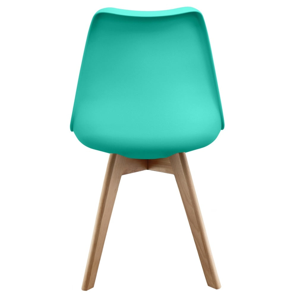 Soho Aqua Blue Plastic Dining Chair with Squared Light wood Legs
