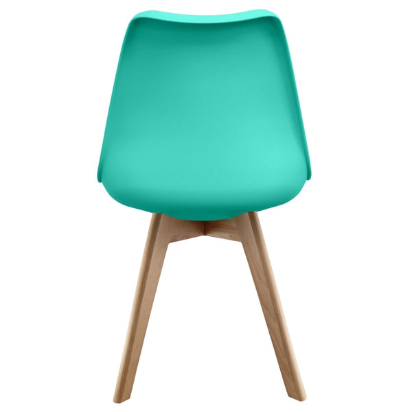 Soho Aqua Blue Plastic Dining Chair with Squared Light wood Legs