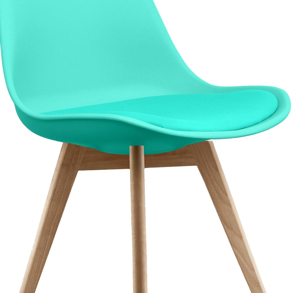 Soho Aqua Blue Plastic Dining Chair with Squared Light wood Legs