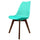 Soho Aqua Blue Plastic Dining Chair with Squared Dark wood Legs