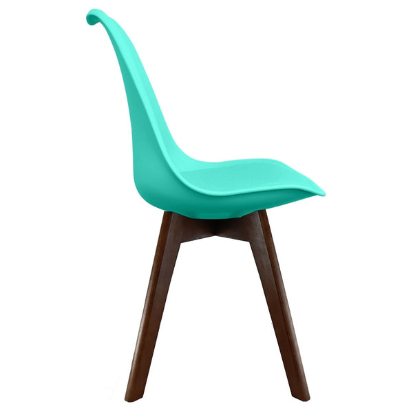 Soho Aqua Blue Plastic Dining Chair with Squared Dark wood Legs