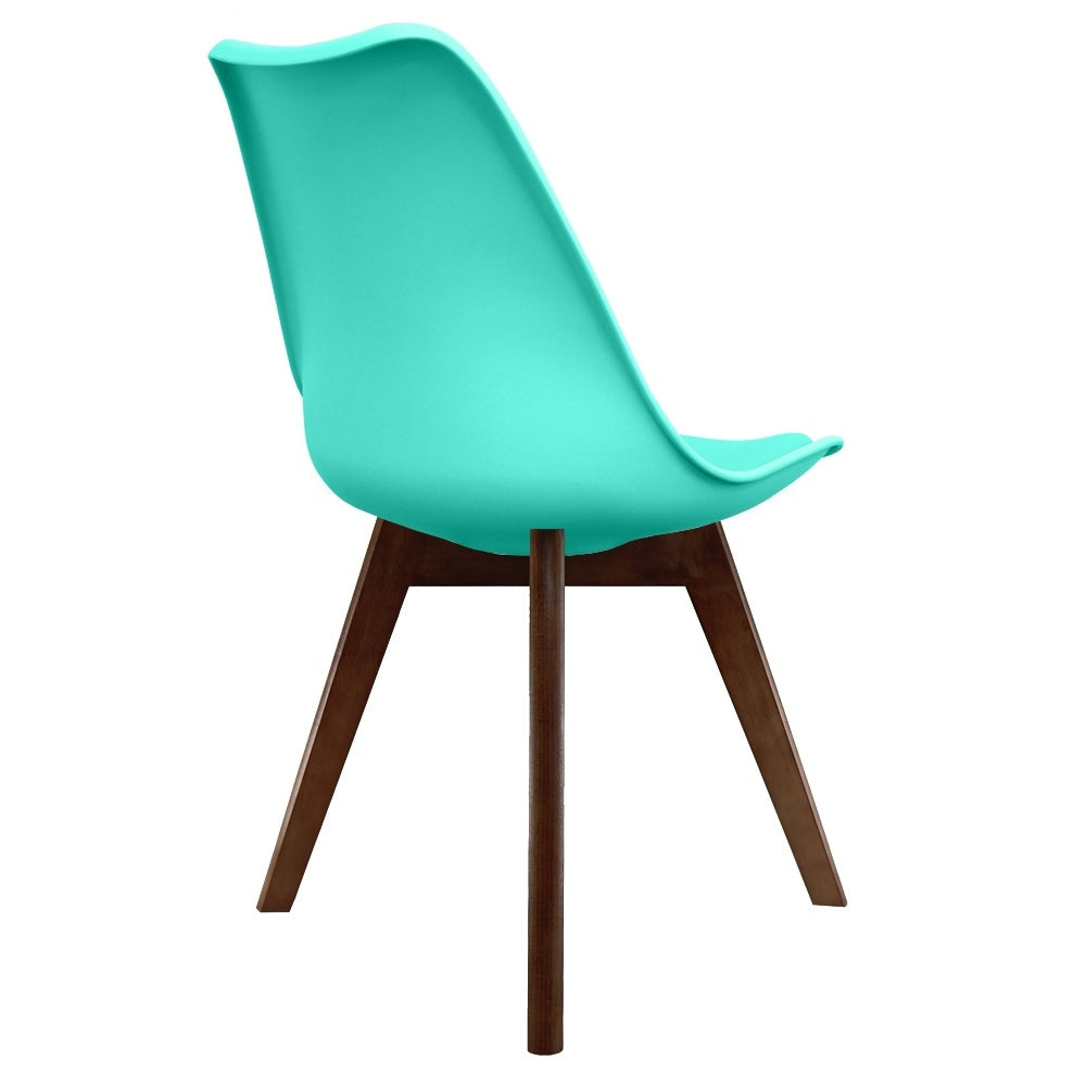 Soho Aqua Blue Plastic Dining Chair with Squared Dark wood Legs