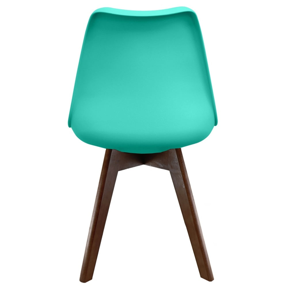 Soho Aqua Blue Plastic Dining Chair with Squared Dark wood Legs