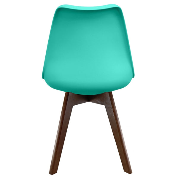 Soho Aqua Blue Plastic Dining Chair with Squared Dark wood Legs