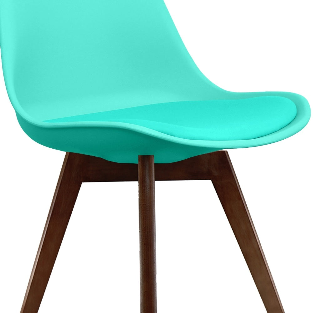 Soho Aqua Blue Plastic Dining Chair with Squared Dark wood Legs
