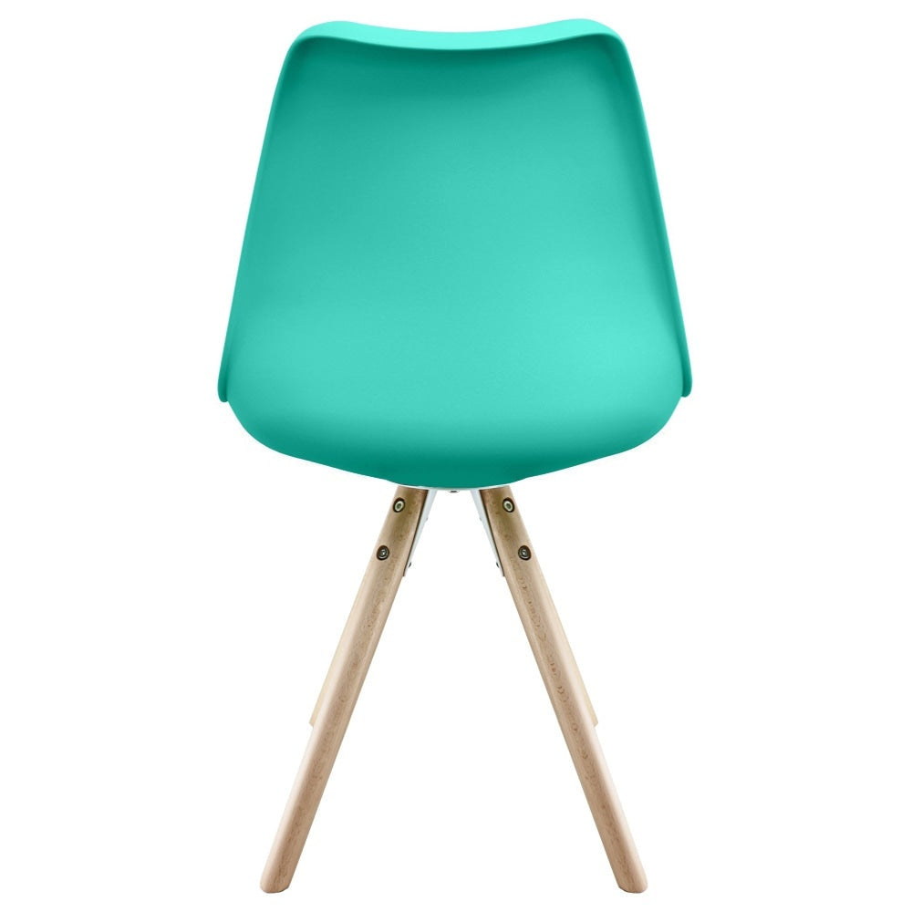 Soho Aqua Blue Plastic Dining Chair with Pyramid Light wood Legs