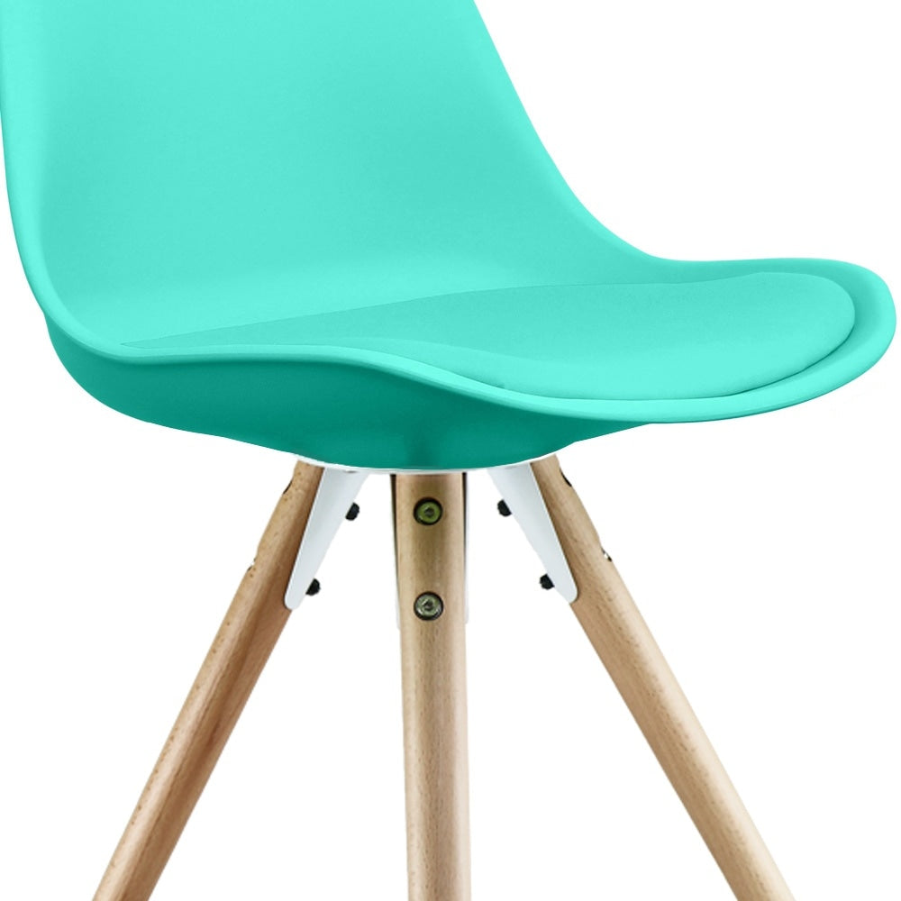 Soho Aqua Blue Plastic Dining Chair with Pyramid Light wood Legs