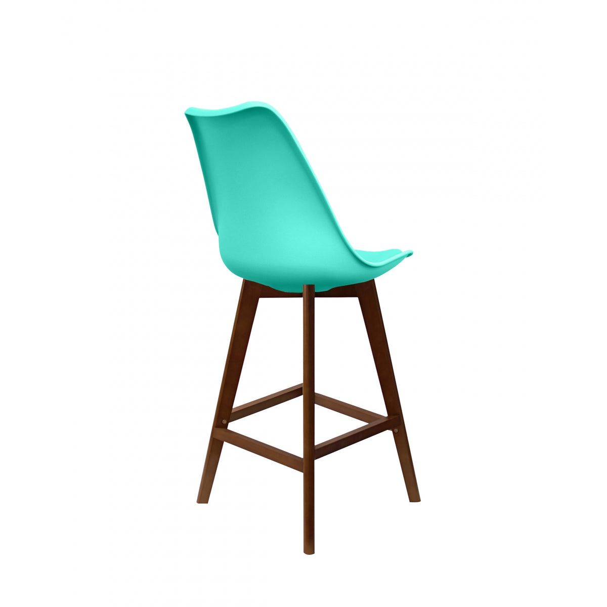 Soho Aqua Blue Plastic Bar Stool with Dark Wood Legs