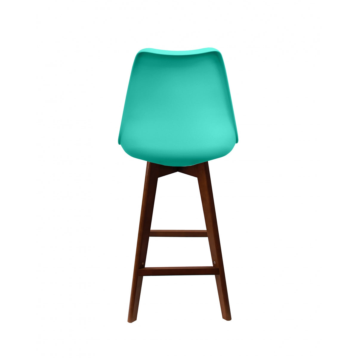 Soho Aqua Blue Plastic Bar Stool with Dark Wood Legs