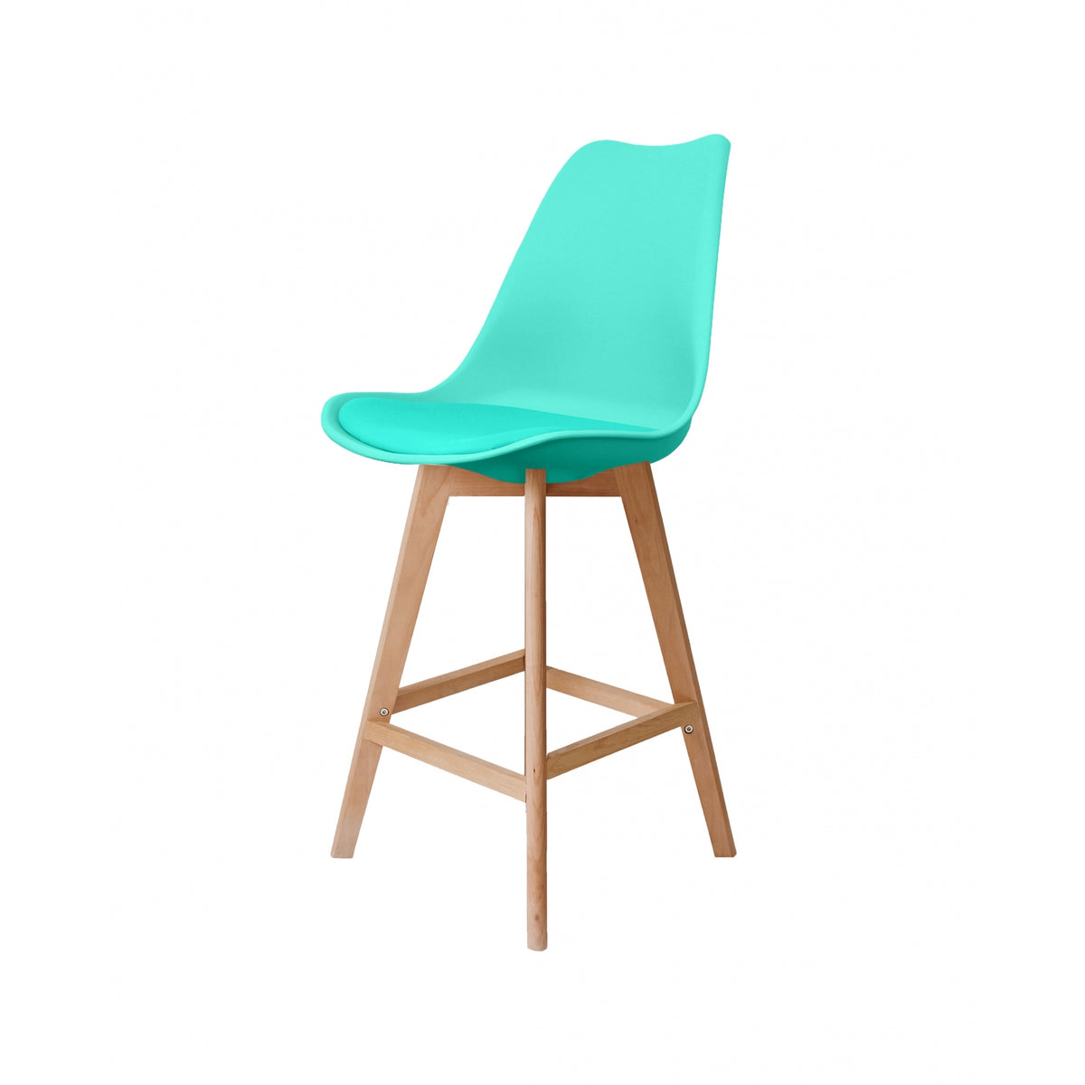 Soho Aqua Blue Plastic Bar Stool with Light Wood Legs