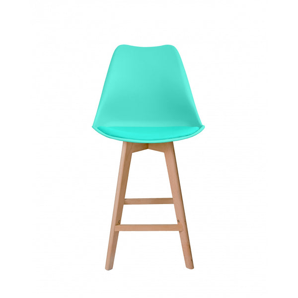 Soho Aqua Blue Plastic Bar Stool with Light Wood Legs