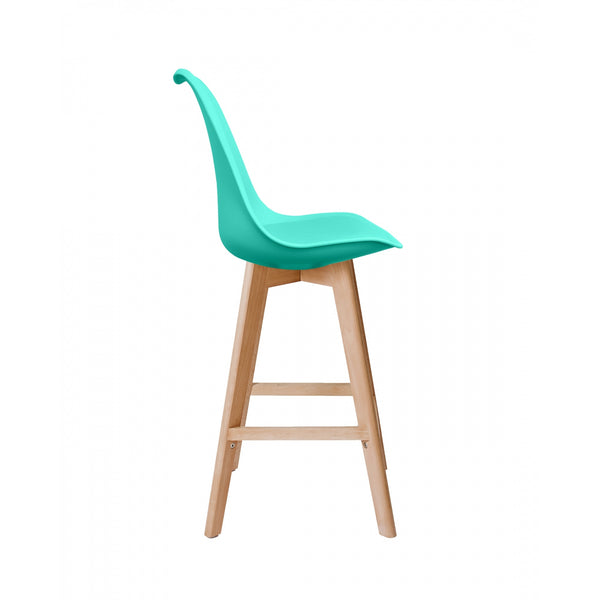 Soho Aqua Blue Plastic Bar Stool with Light Wood Legs