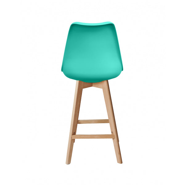 Soho Aqua Blue Plastic Bar Stool with Light Wood Legs