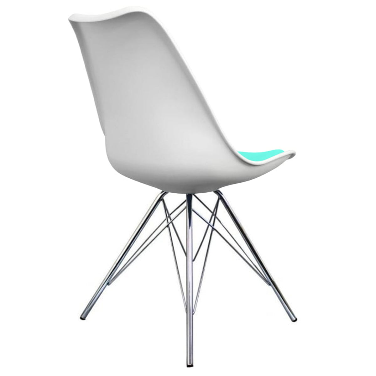 Soho White and Aqua Blue Dining Chair with Chrome Metal Legs