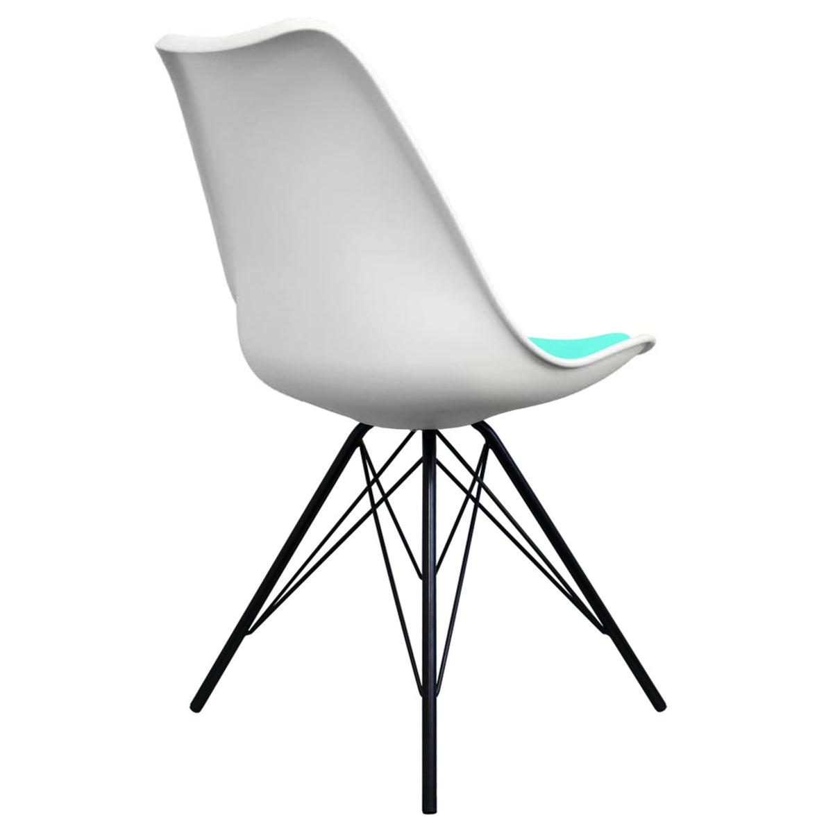 Soho White and Aqua Blue Dining Chair with Black Metal Legs