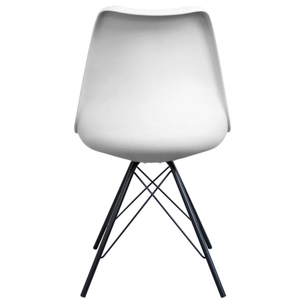 Soho White and Aqua Blue Dining Chair with Black Metal Legs