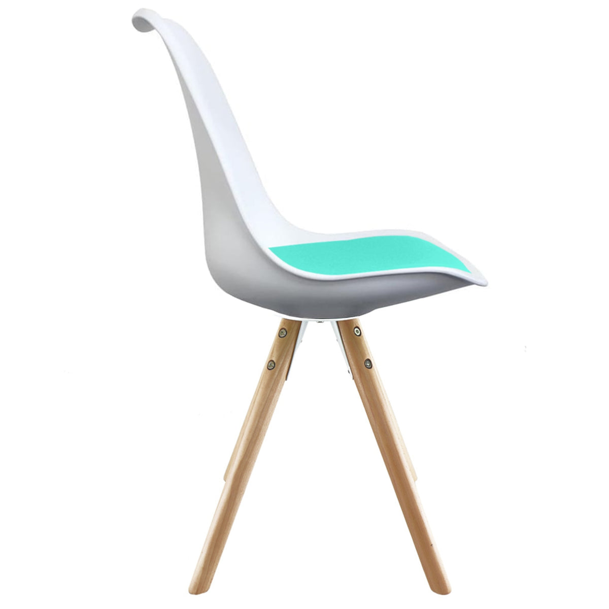 Soho White and Aqua Blue Dining Chair with Pyramid Light Wood Legs