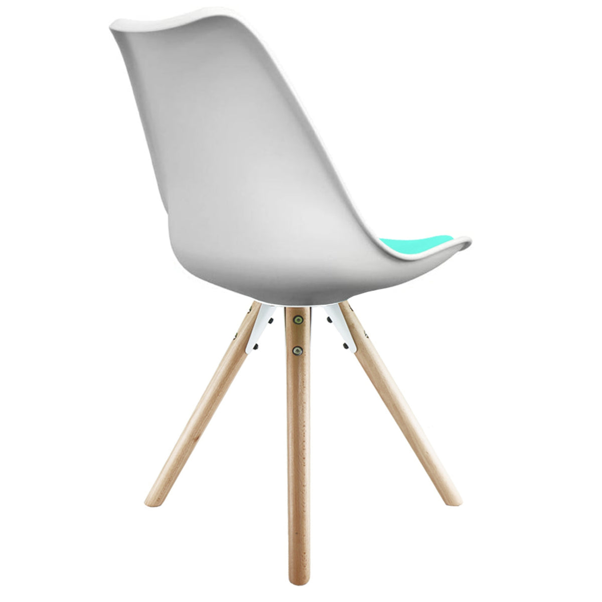 Soho White and Aqua Blue Dining Chair with Pyramid Light Wood Legs