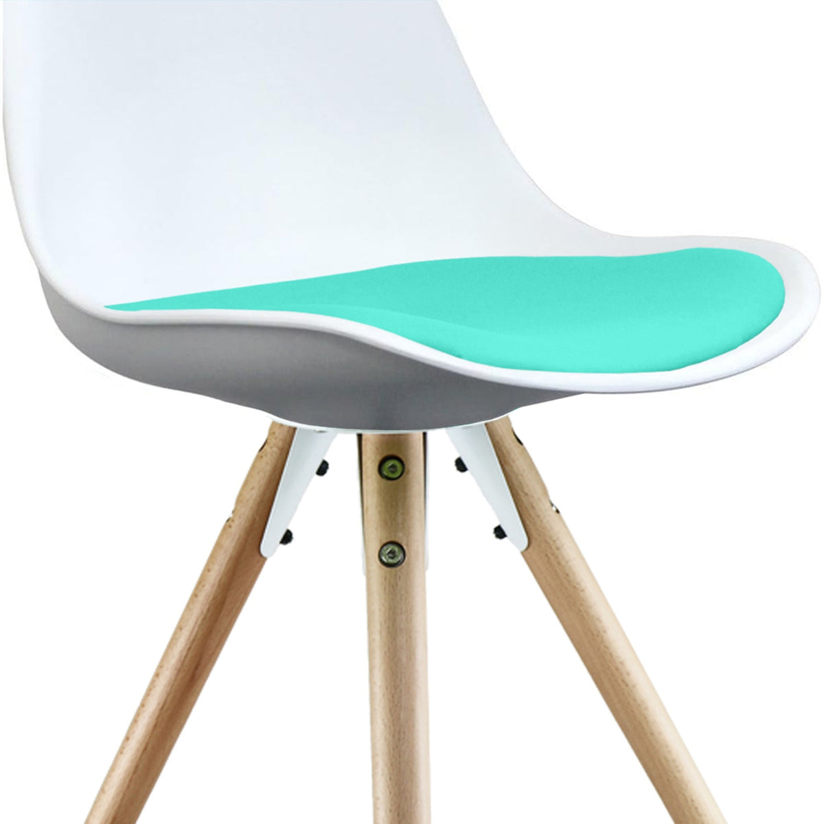 Soho White and Aqua Blue Dining Chair with Pyramid Light Wood Legs